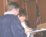 Marianne Finney presenting Fritz with the Billy Osborn Award - January 2001
